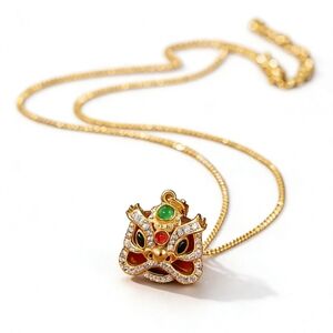 18k Gold Plated "Imperial Lion" Jeweled Pendant 2026 Lunar New Year Edition